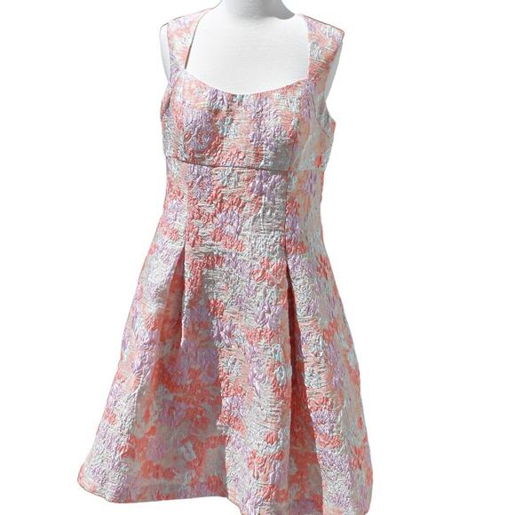 Aidan Mattox Women's Cocktail Dress Pastel Floral Fairycore Tapestry Size 10 - Picture 1 of 16